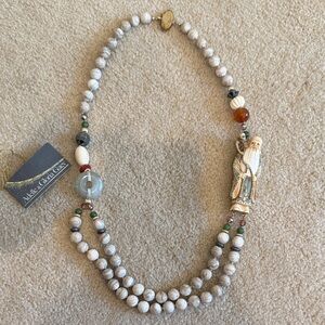 Vintage Beaded Necklace with Figurine Pendant